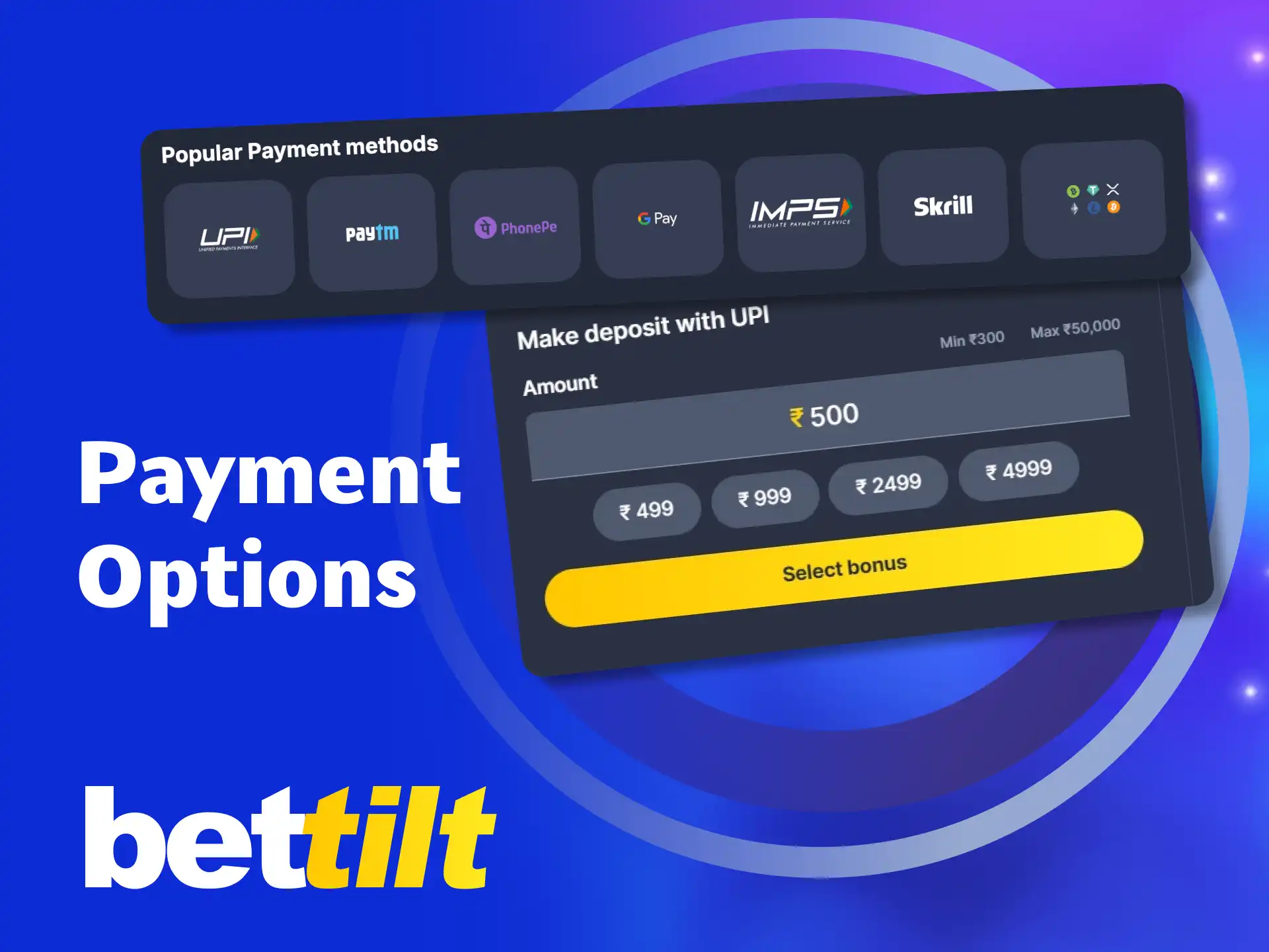 Bettilt offers multiple payment options for Indian players, ensuring convenient and secure deposits.