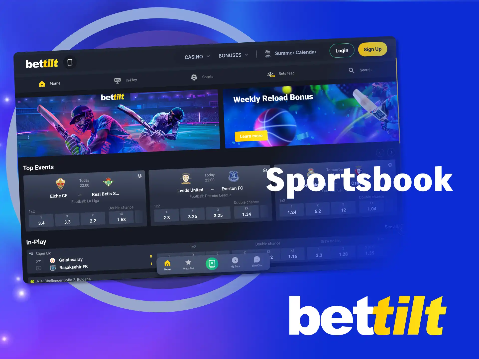 Place bets on football, tennis, basketball and more at Bettilt Sportsbook.