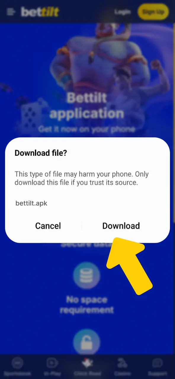 Click to download Bettilt APK, it takes just a moment.