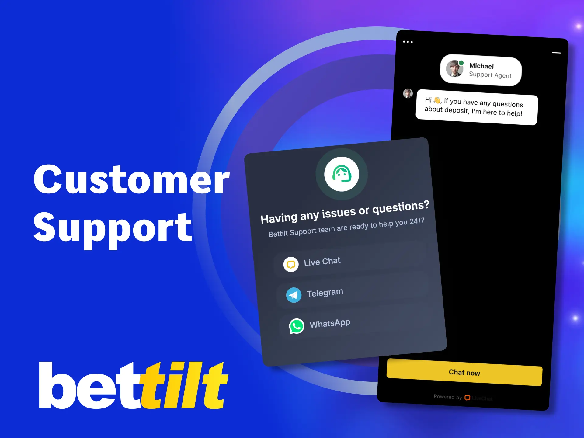 Get 24/7 help for any issue in Bettilt app.