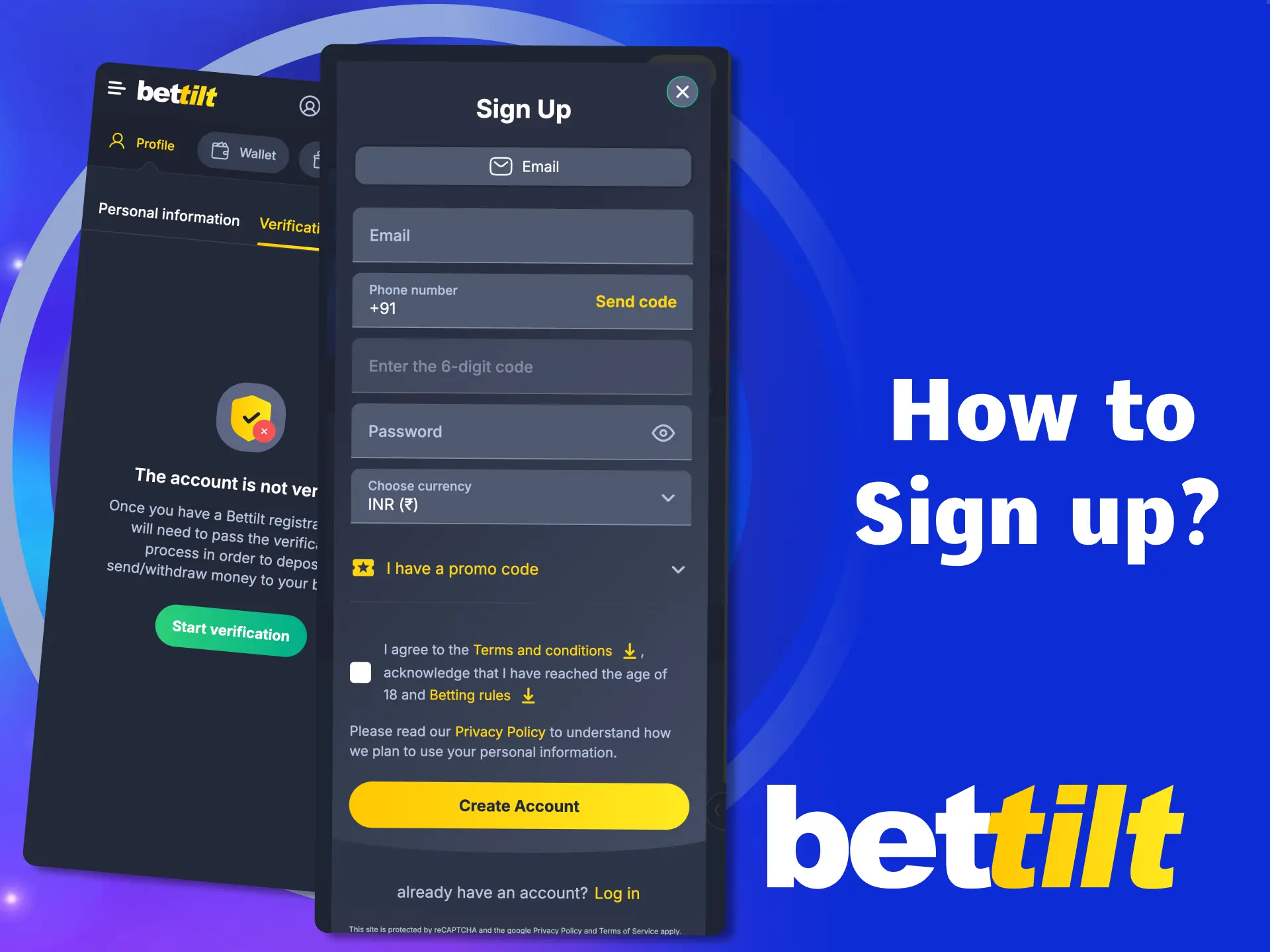 Complete Bettilt registration and place your first bet.
