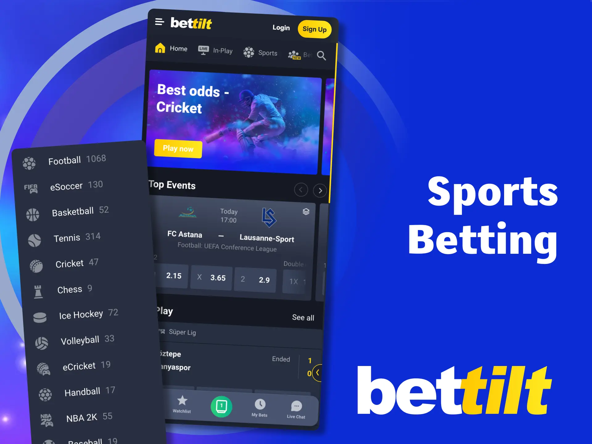Follow and bet on your favorite teams in Bettilt app.