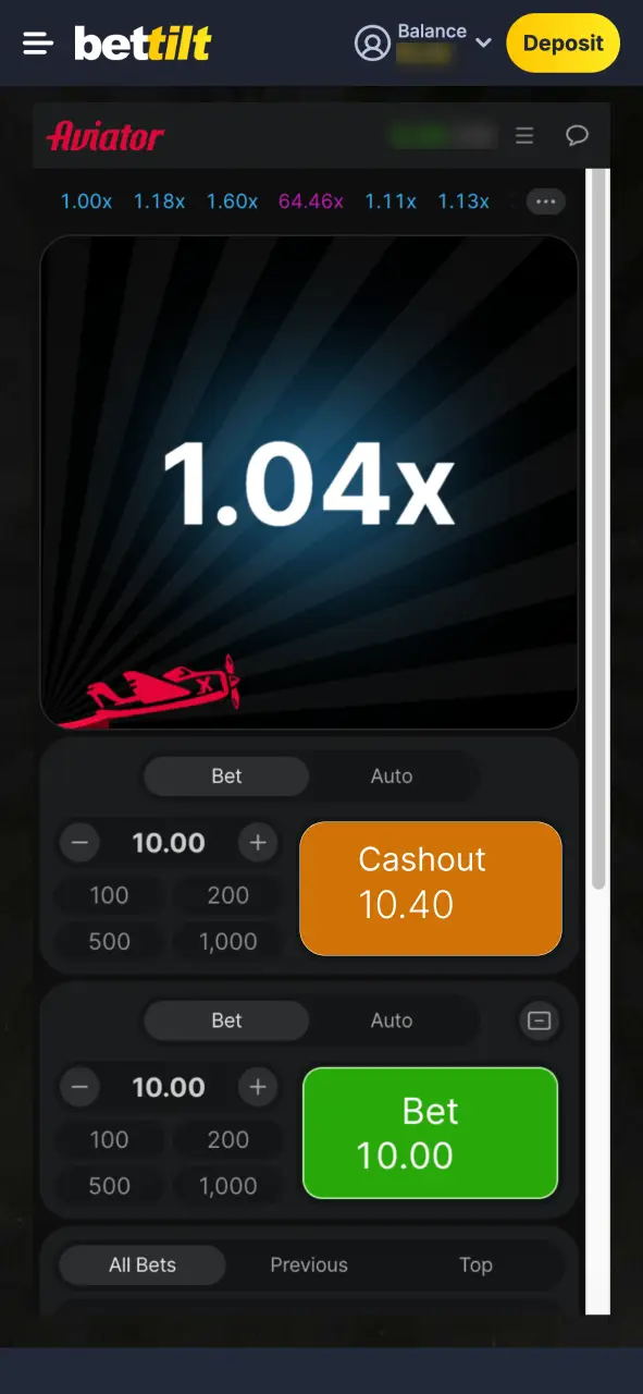 Play Aviator at Bettilt Casino and cash out before the plane flies away.