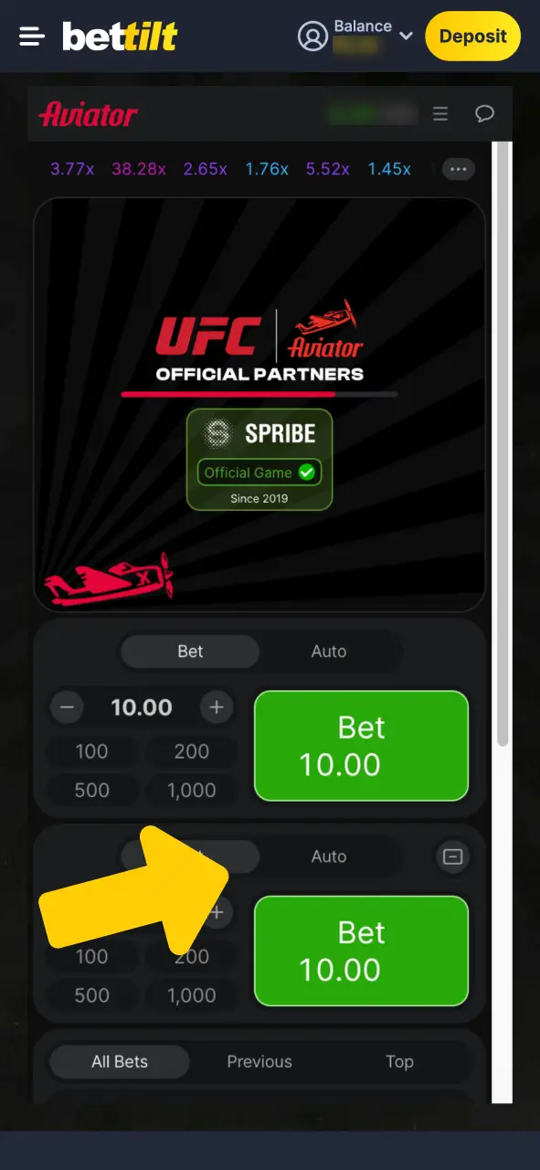 Confirm your bet in Aviator at Bettilt Casino before the round.