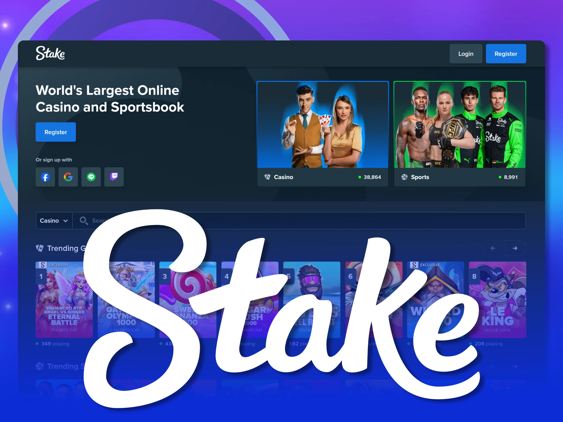 Try your luck and succeed at Stake online casino.