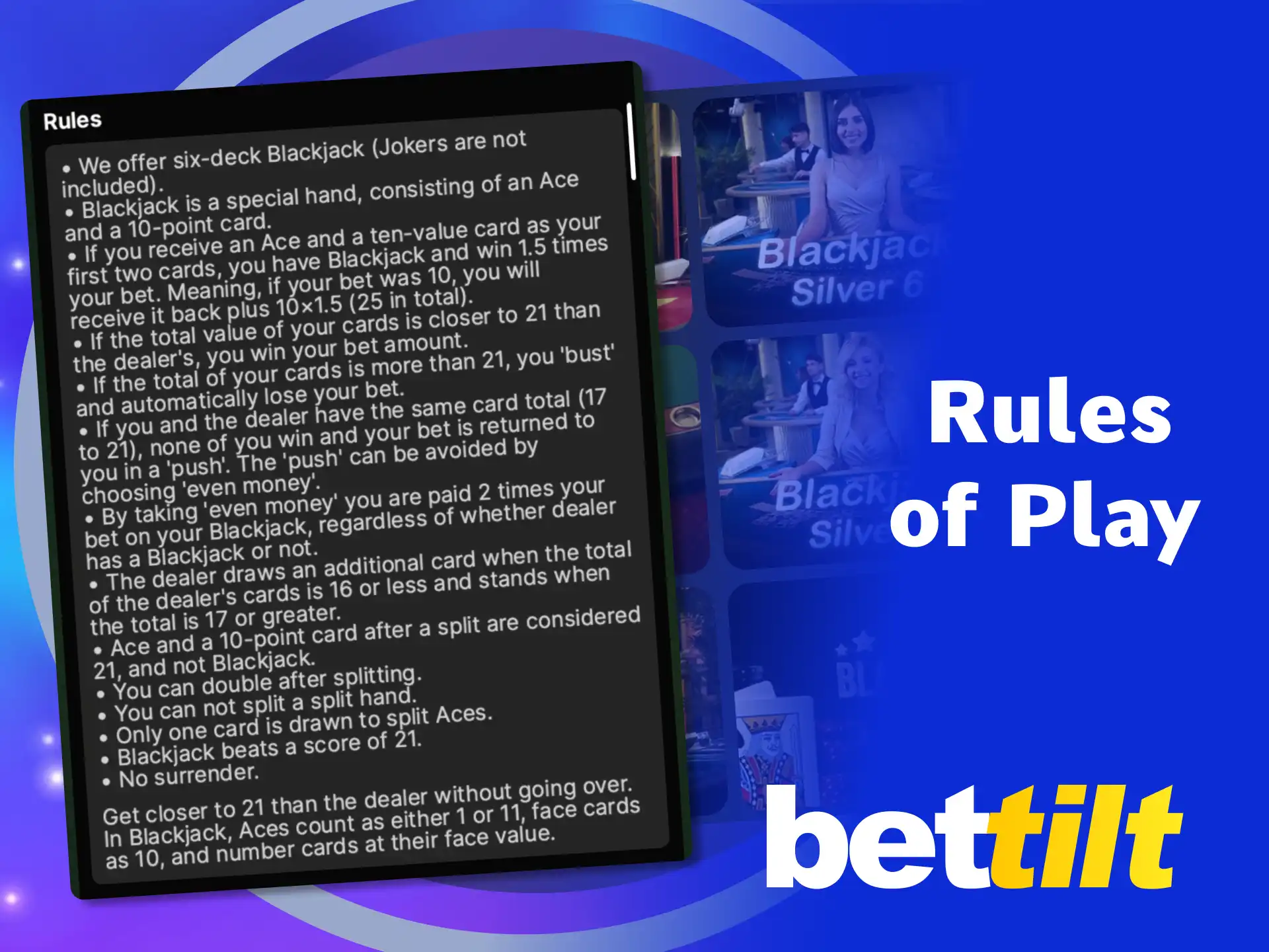Learn the basic rules of Blackjack at Bettilt and start playing smart.