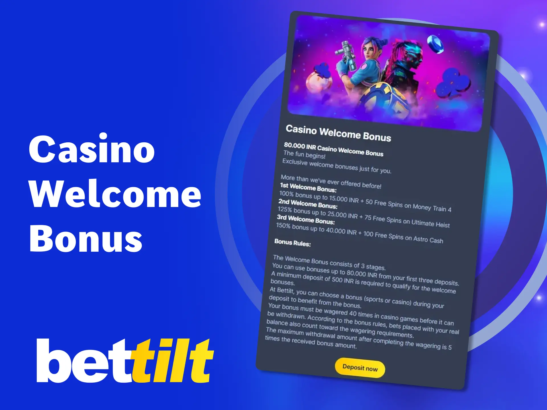 Activate your Bettilt casino bonus after your first three deposits.