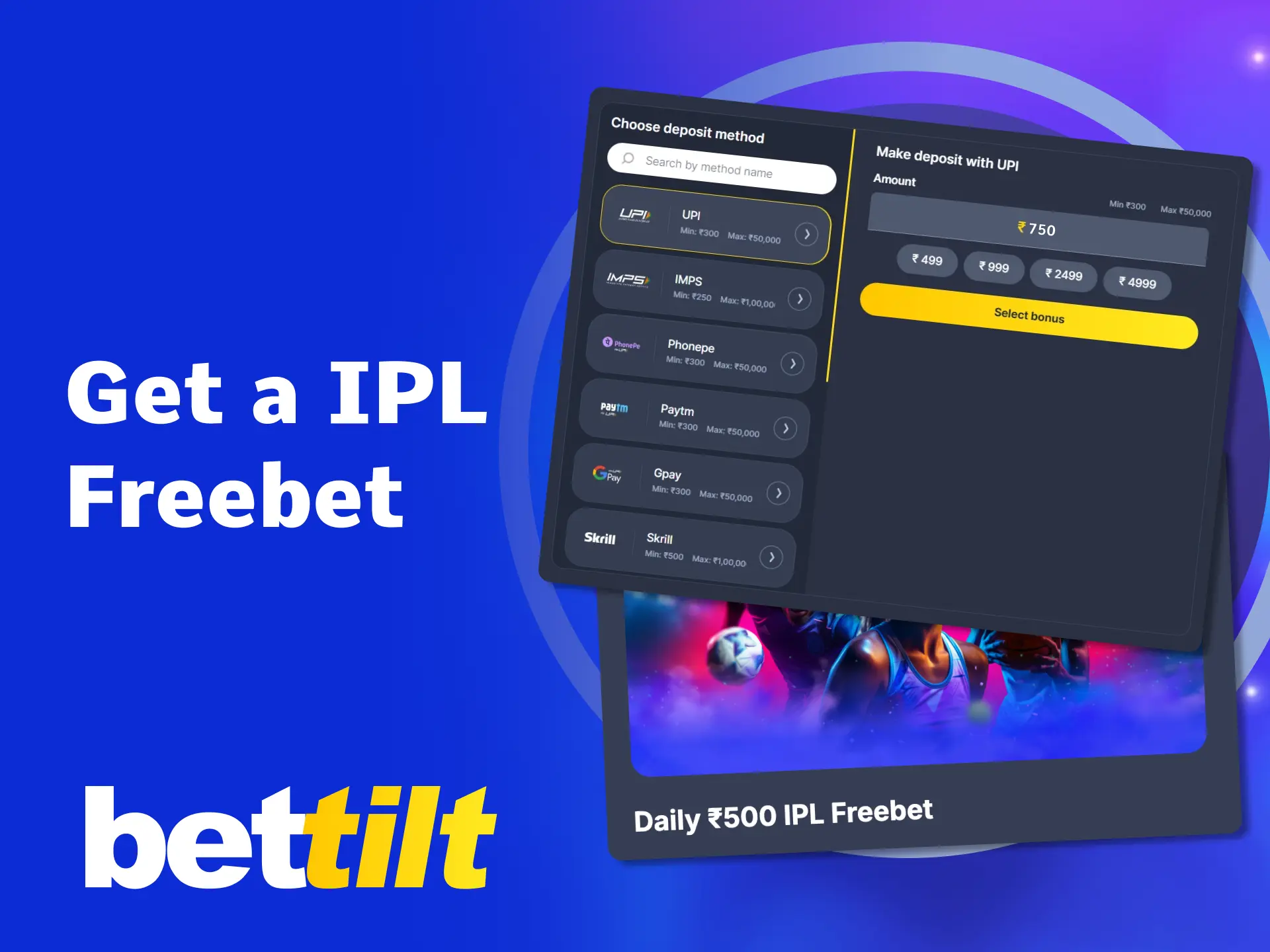 Enjoy IPL action daily with Bettilt ₹500 free bet on top games.