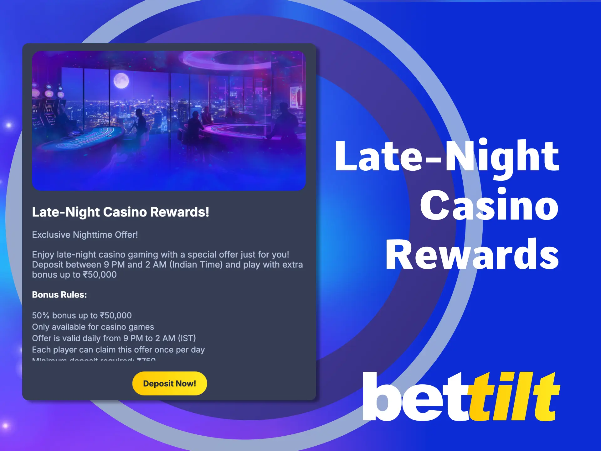 Activate your Bettilt late-night casino bonus and play with extra funds.