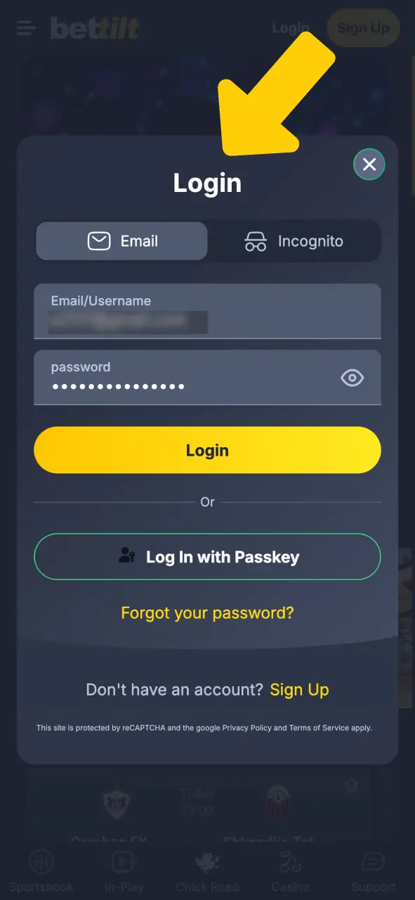 Open your Bettilt Casino profile by signing up or logging in for cricket.