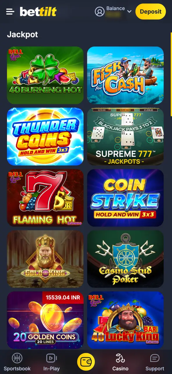 Enter the jackpot section and start betting at Bettilt Casino.