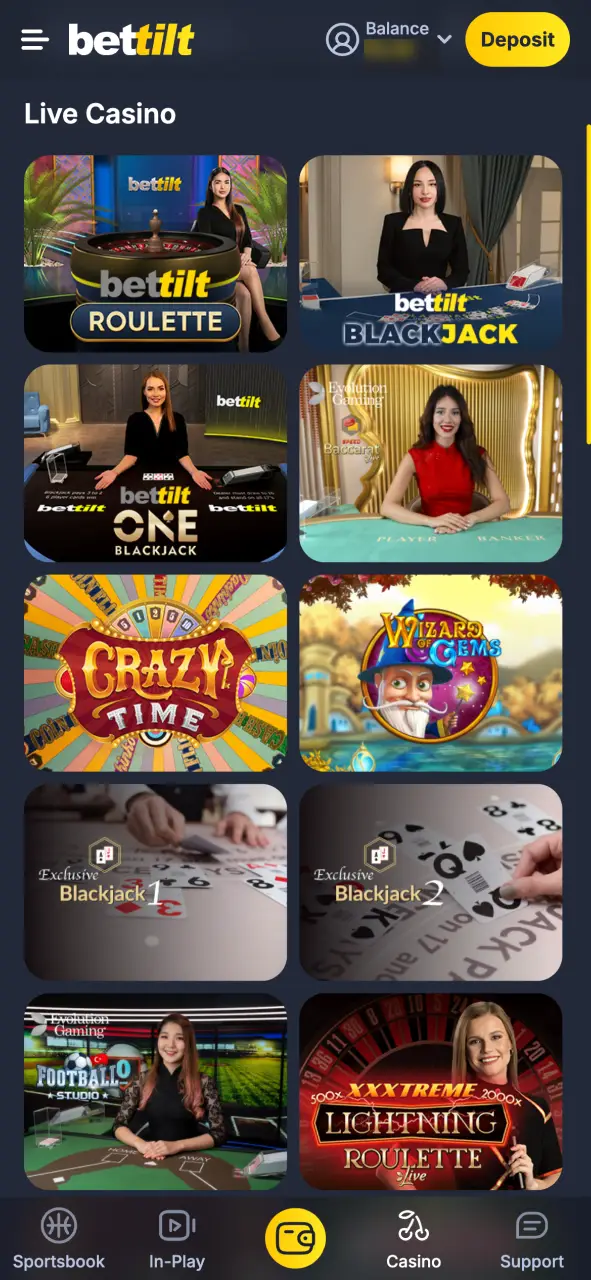 Play Live Casino games from leading providers at Bettilt Casino.