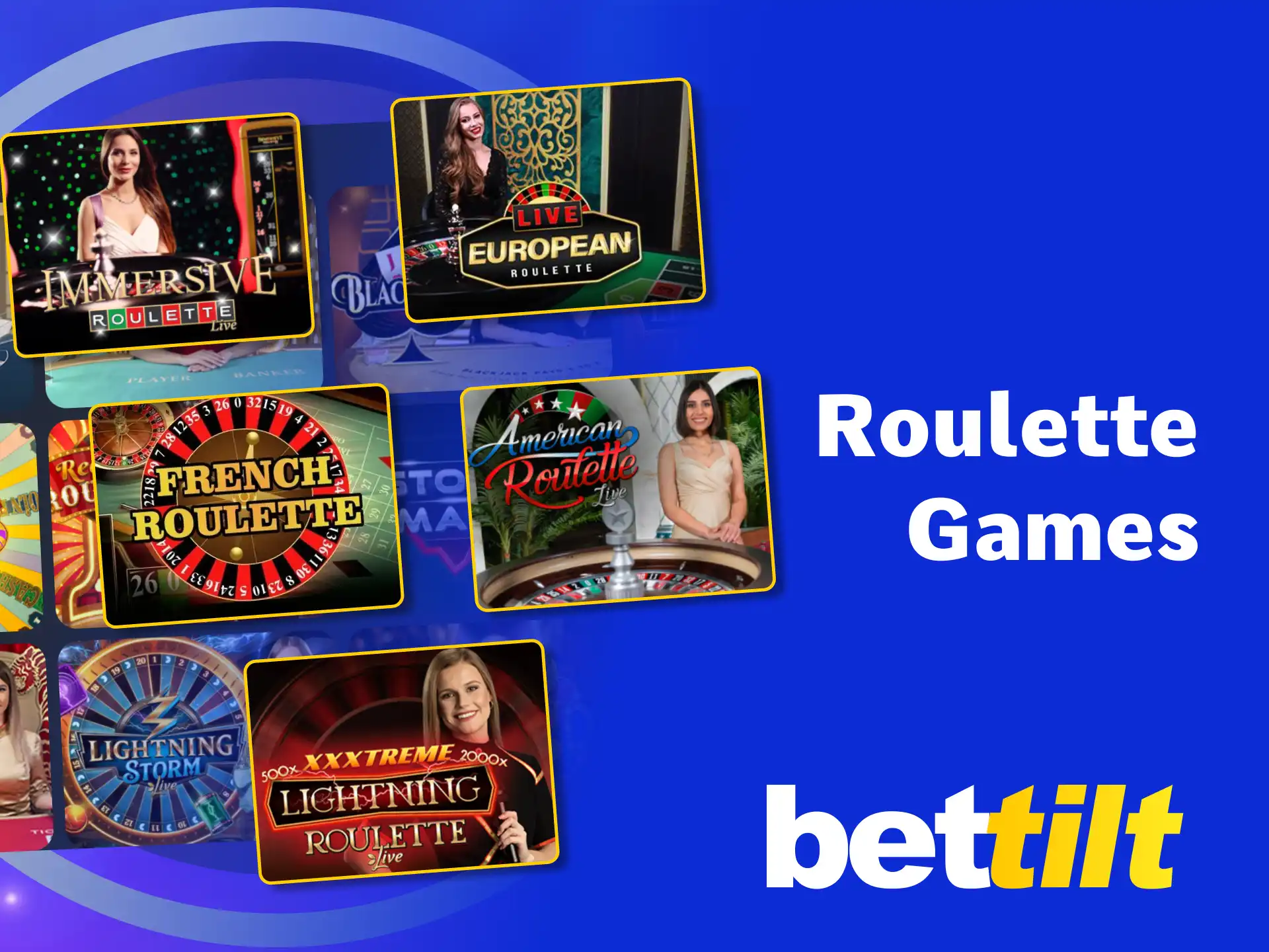 Play European, French, American, and Lightning Roulette live at Bettilt Casino.
