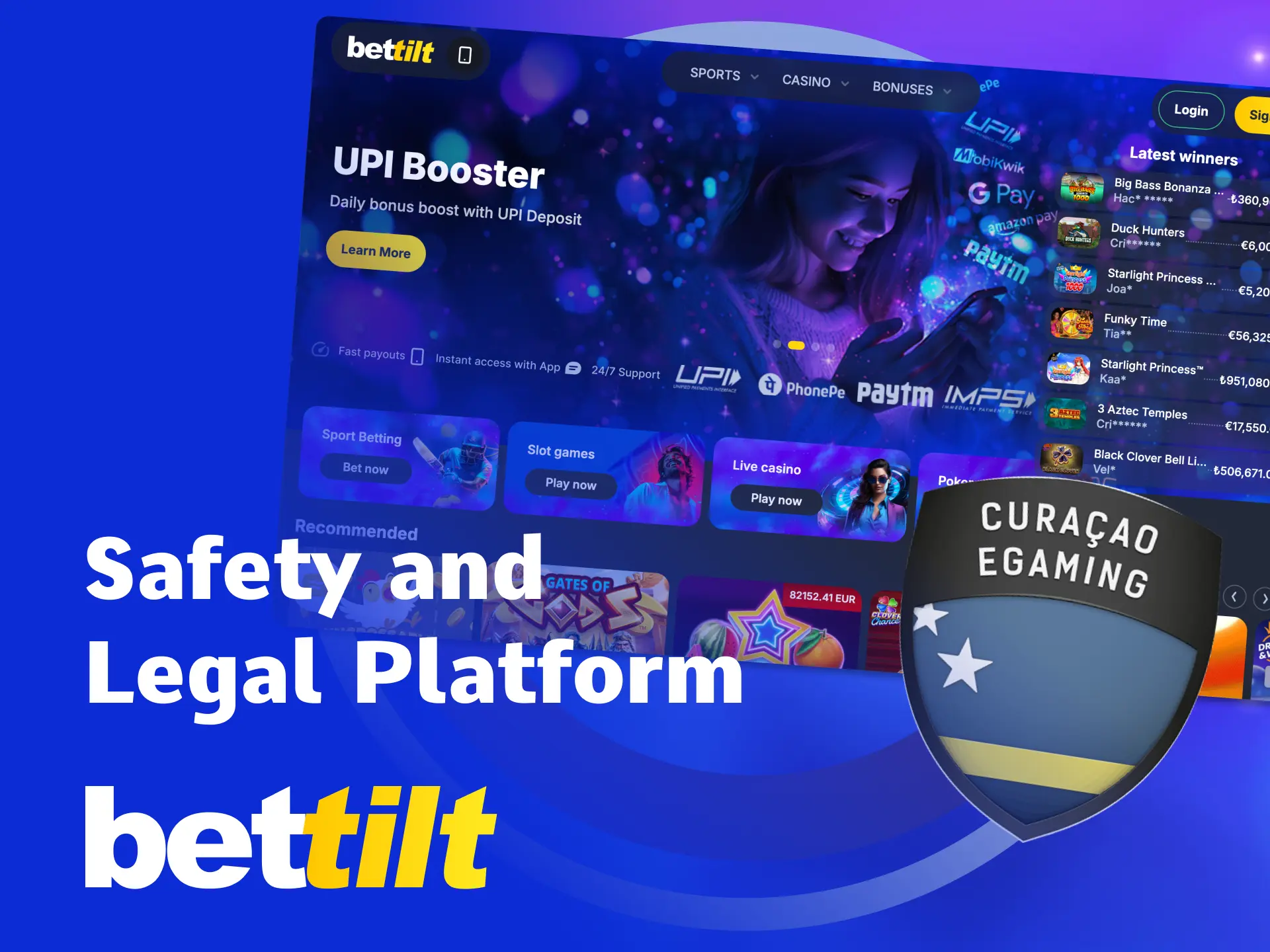 Play legally and safely at Bettilt India under Curacao license.