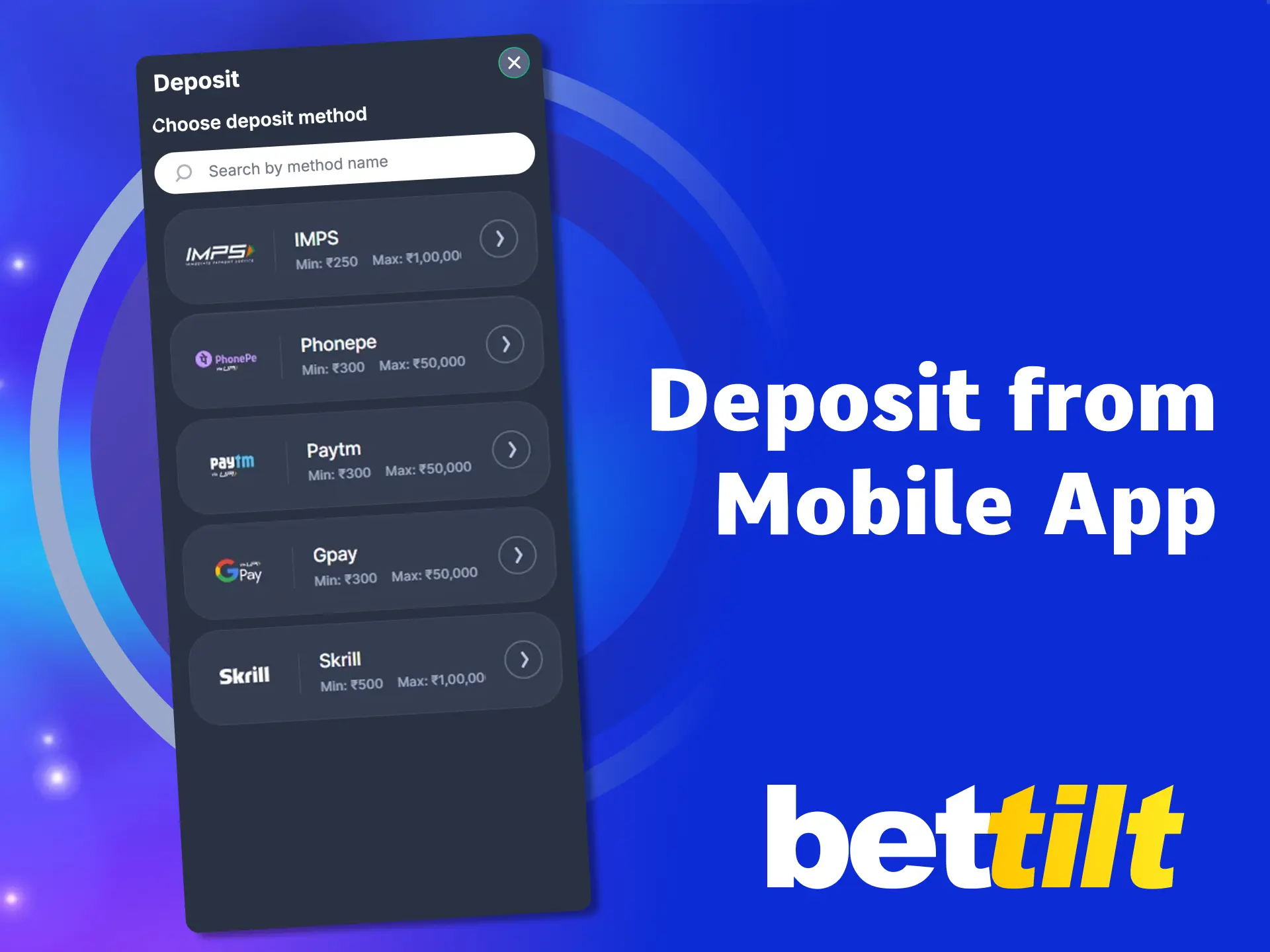 Fund your Bettilt account instantly via app or mobile site.