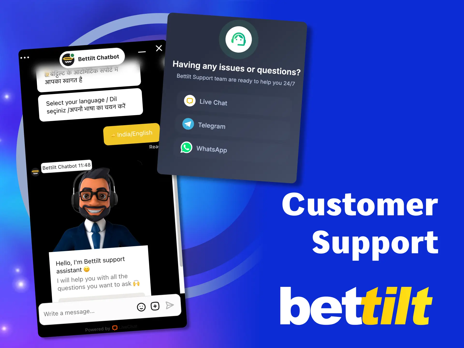 Get instant help from Bettilt live chat support.