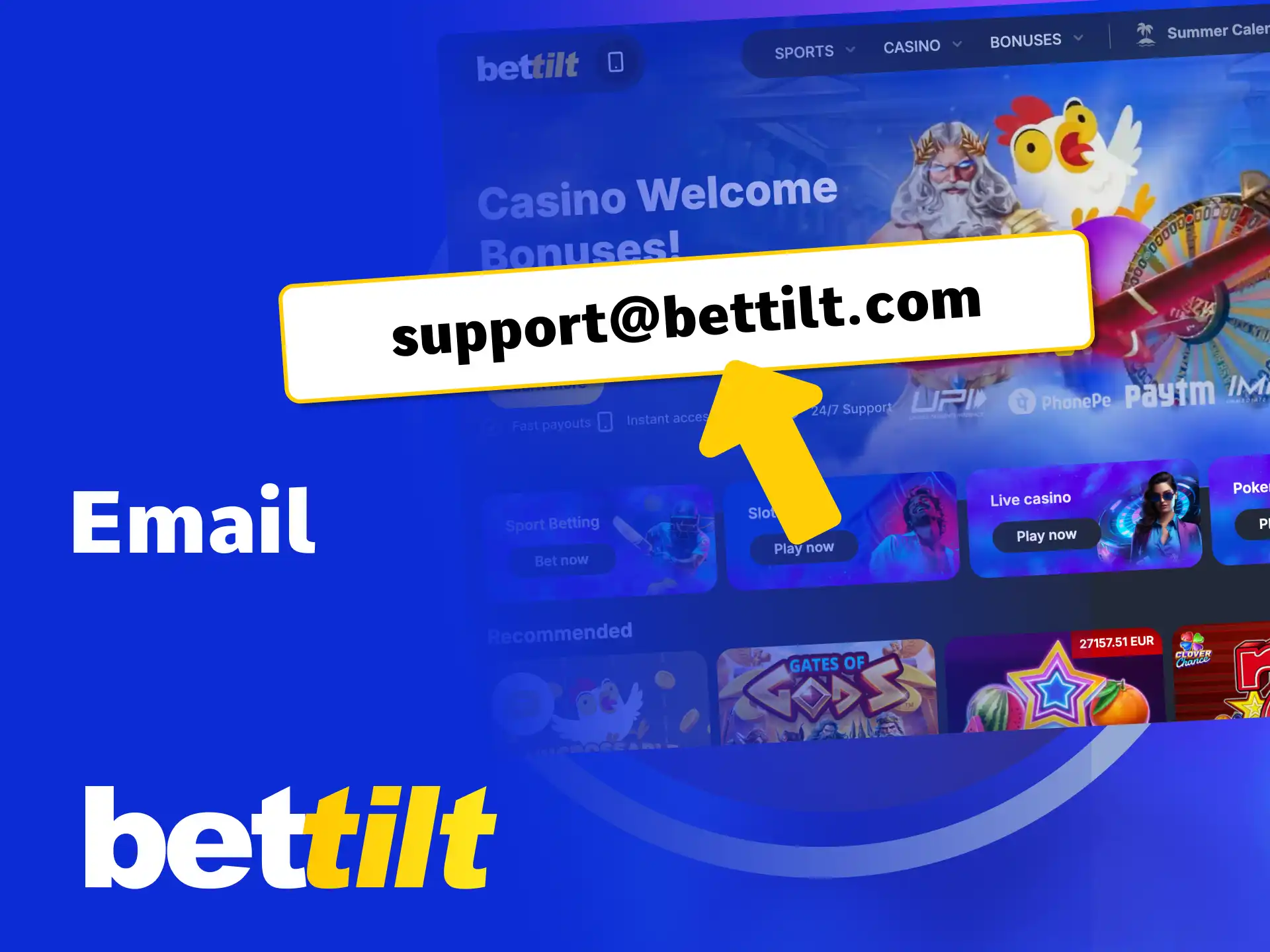 Send your questions to Bettilt support by email and receive professional assistance.