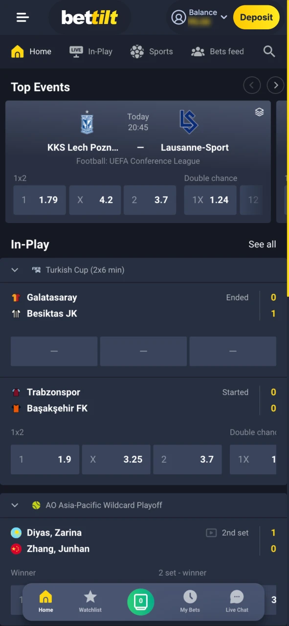 Open Bettilt sports section to see today’s top events.